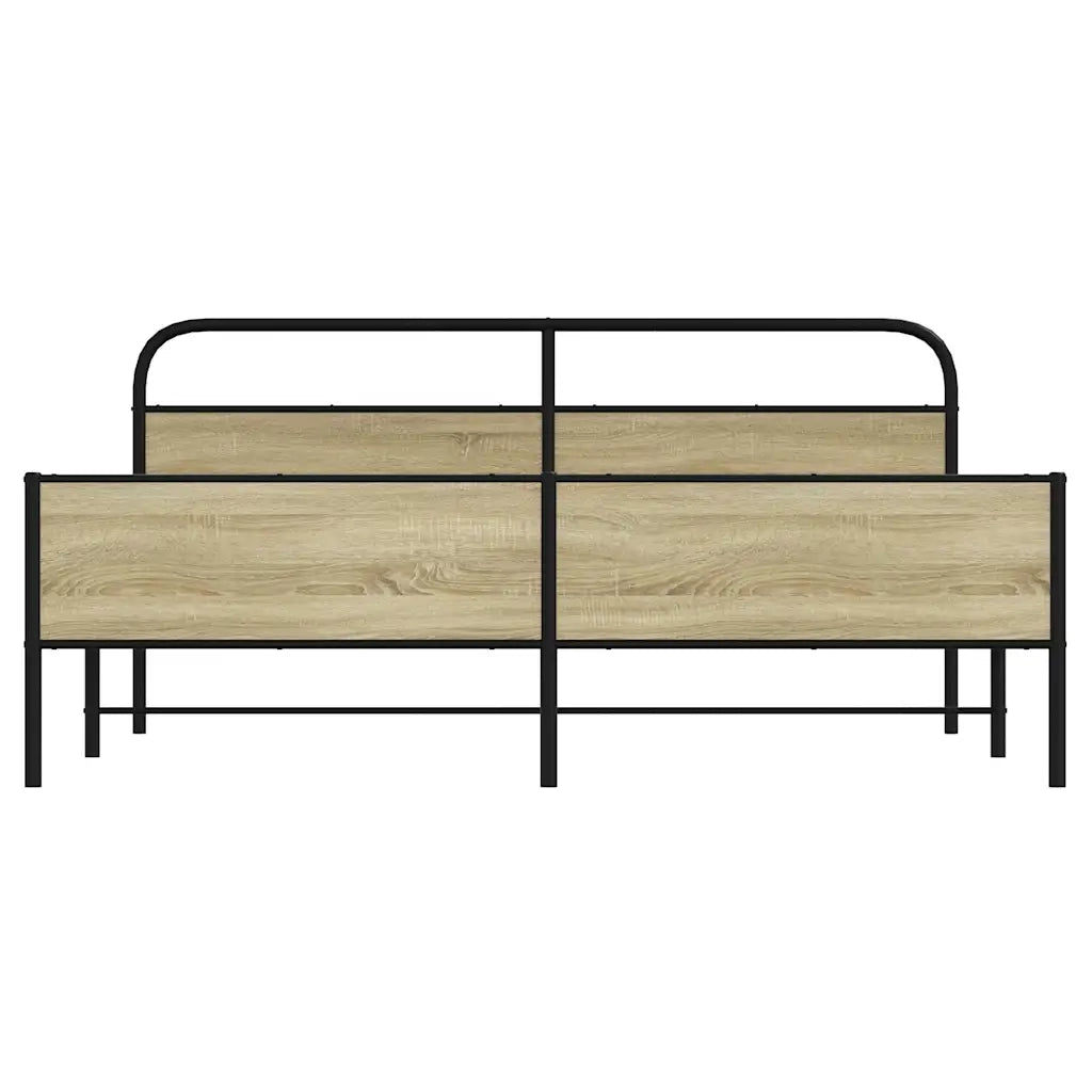 vidaXL Giroletto senza Materaso in Metallo Rovere Sonoma 183x213 cm