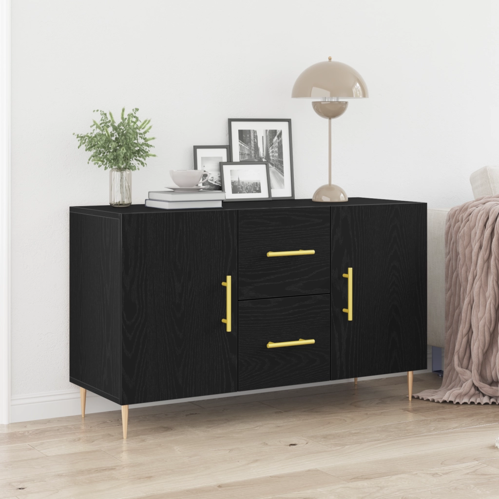 Cassettiera Nero Rovere 100x36x60 cm Legno ingegnerizzato