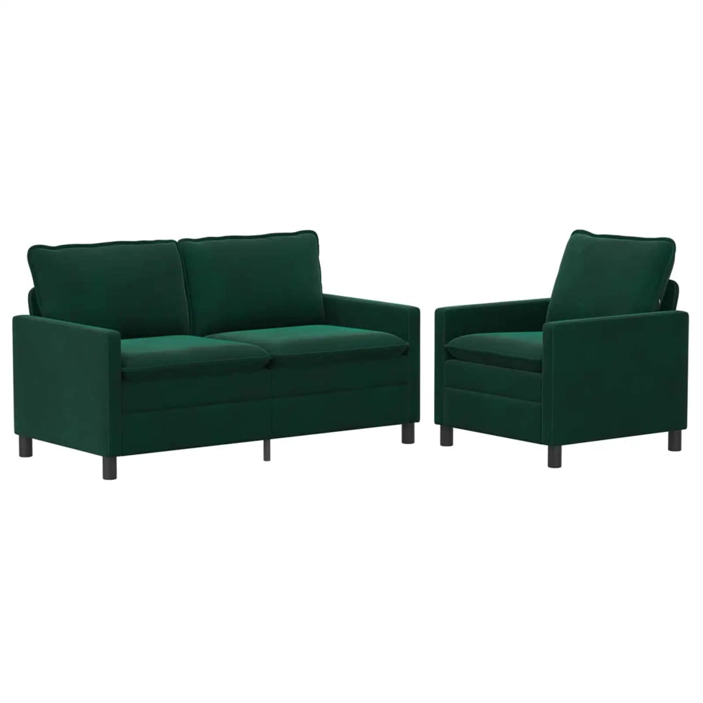 Set di divani 2 pcs Verde Scuro Velluto
