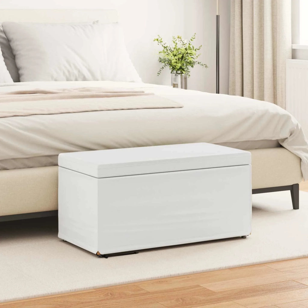 Pouf Bianco Pelle Sintetica e Legno Ingegnerizzato 876787