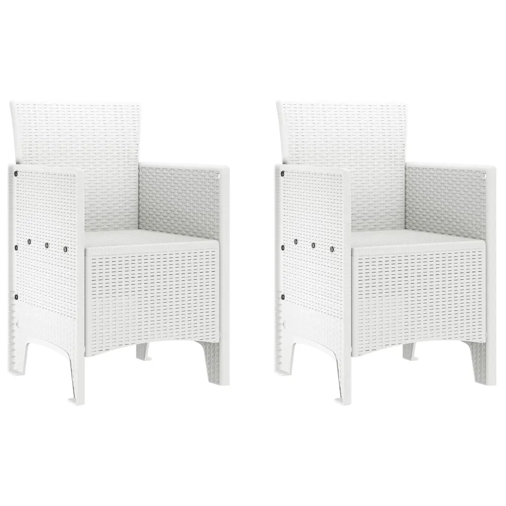 Set da Pranzo per Giardino 3 pcs Bianco Polipropilene