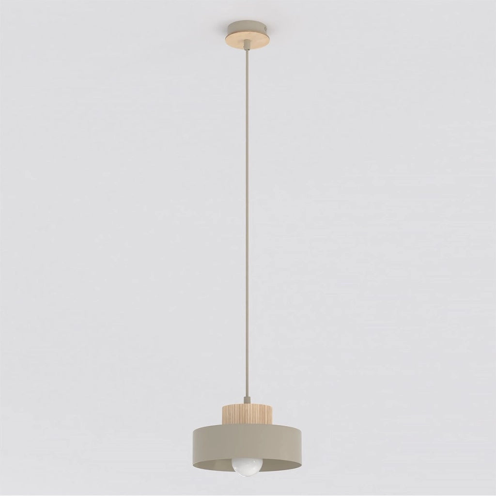 Lampada a sospensione KIVI in acciaio color mokka e legno