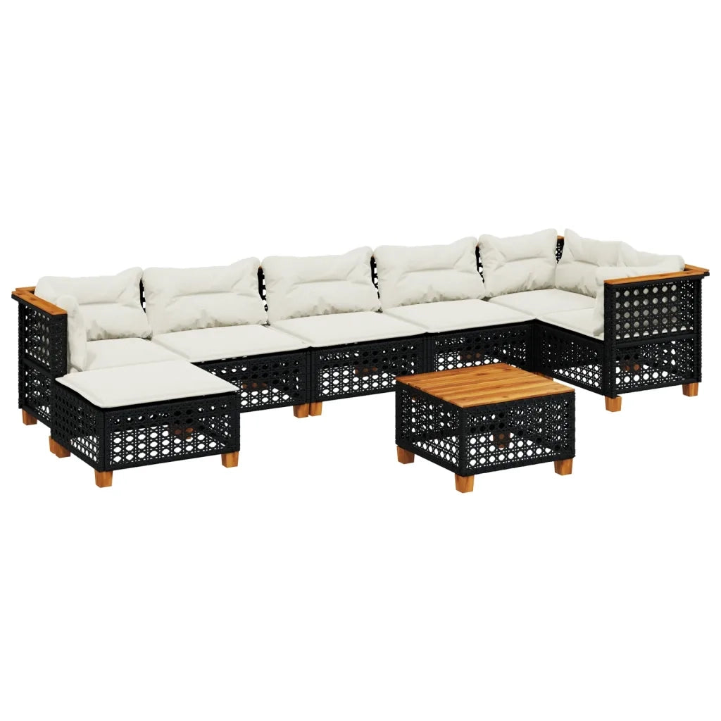 Set Divani da Giardino con Cuscini 8 pz Nero in Polyrattan 3261932