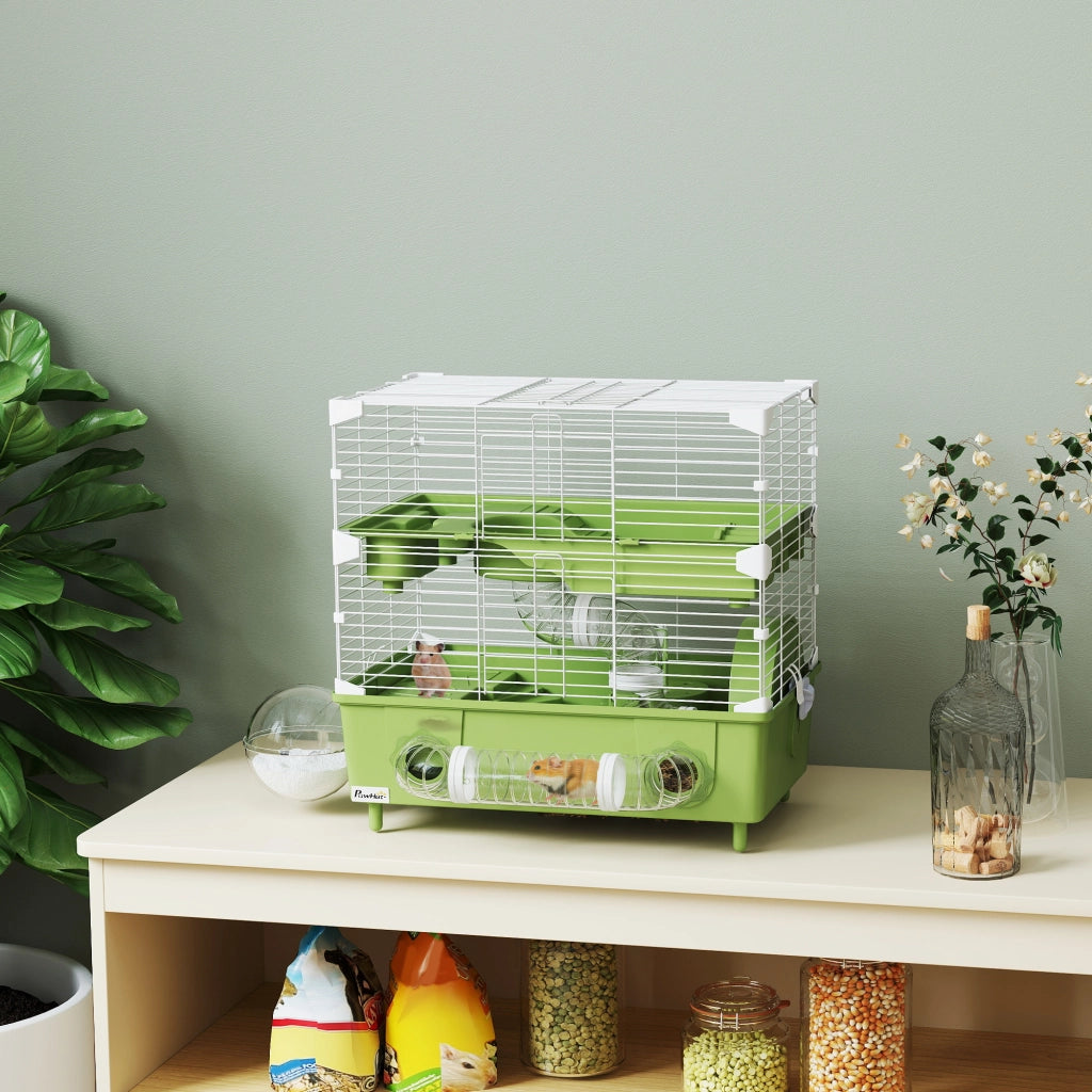 Gabbia per criceti a 2 livelli con ruota ¨C Minimal ¨C 44.5x28x44cm verde