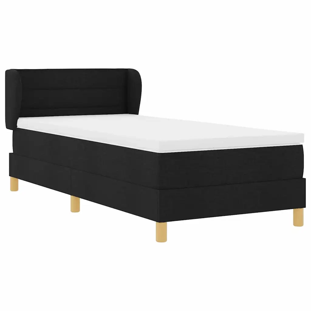 Letto singolo | Letto per adulti | Letto a molle con materasso Nero 90 x 190 cm Tessuto