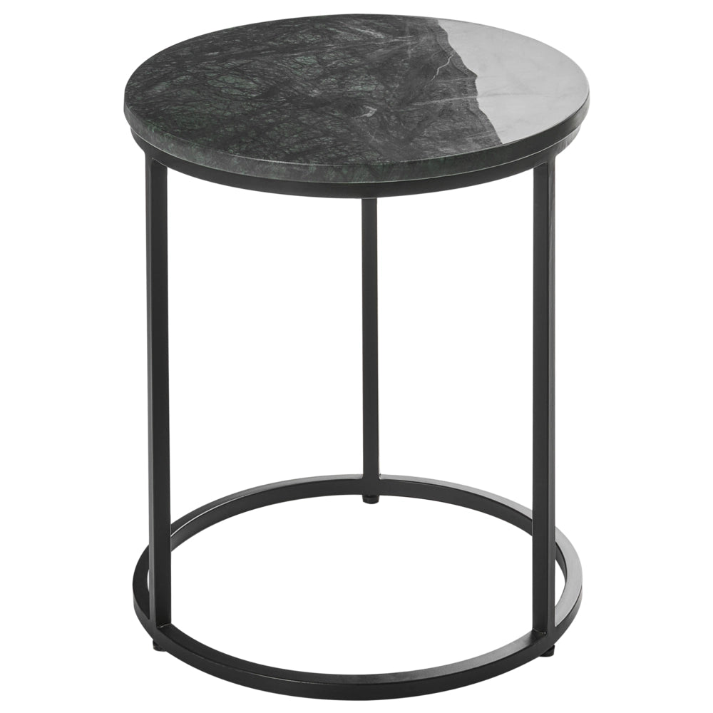 Tavolino Base verde scuro ø 40 cm Struttura in metallo Piano in ceramica Marmo Design moderno Soggiorno
