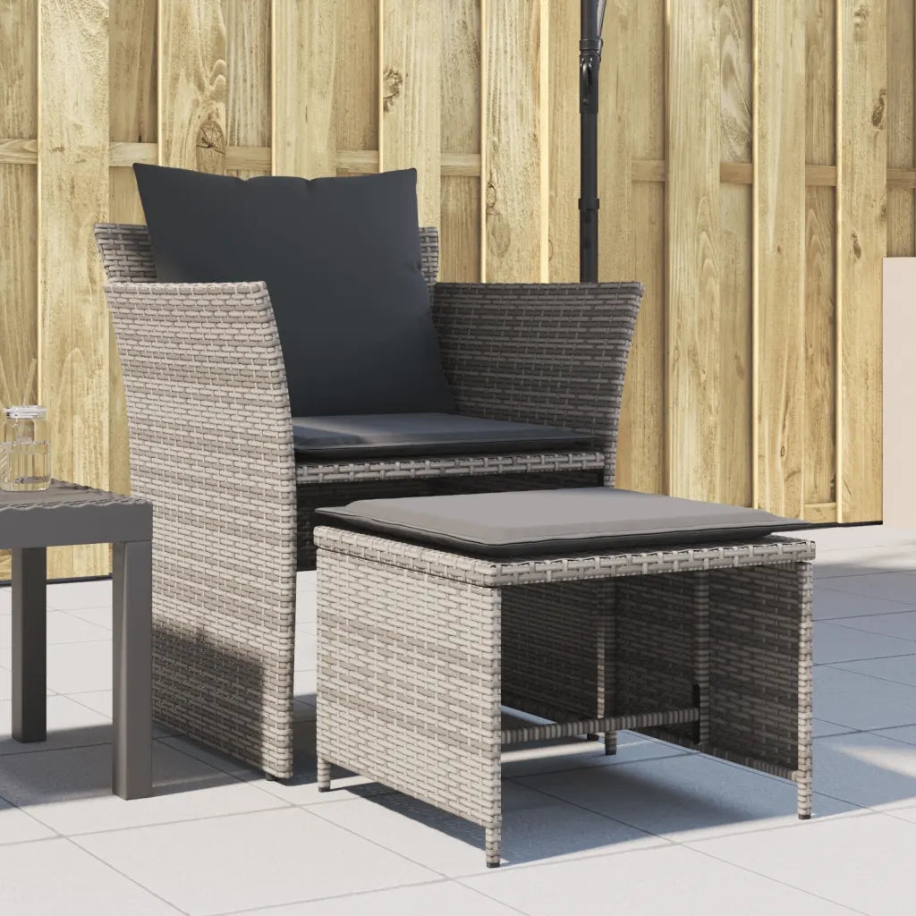 Poltrona da Giardino con Poggiapiedi Grigia in Polyrattan CFW2584096