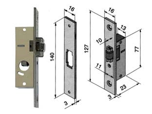 SERRATURA DA INFILARE PER MONTANTI SOLO RULLO 114  mm.15 (11415010)    WELKA
