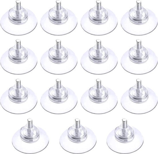15 pezzi di clip trasparente con vite - 13 x 34 mm - PVC robusto - dado a spirale M5 - finestra cucina bagno specchio.