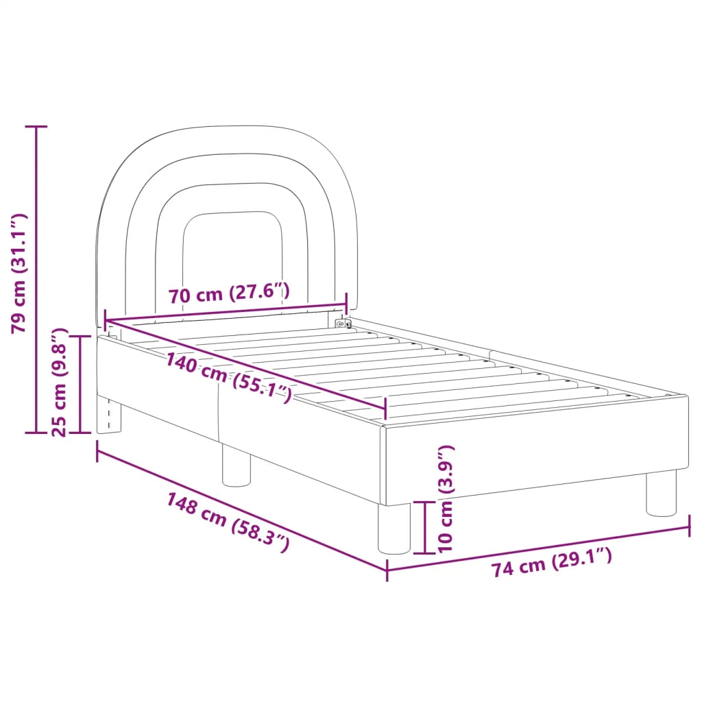 Struttura letto per bambini con testata Rosa 70 x 140 cm