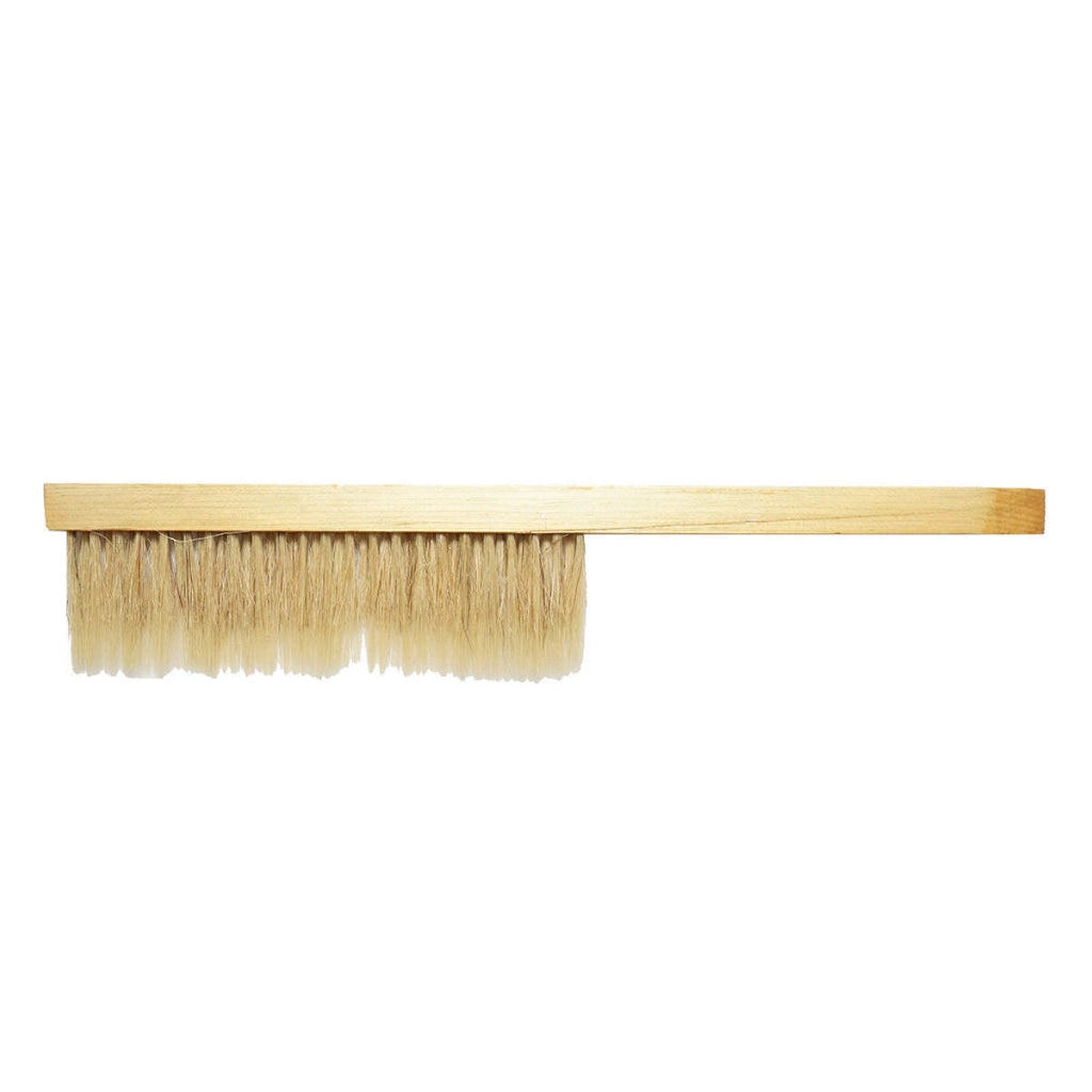 Spazzola apicola a doppia fila con setole di crine di cavallo e manico in legno (410x80 mm)