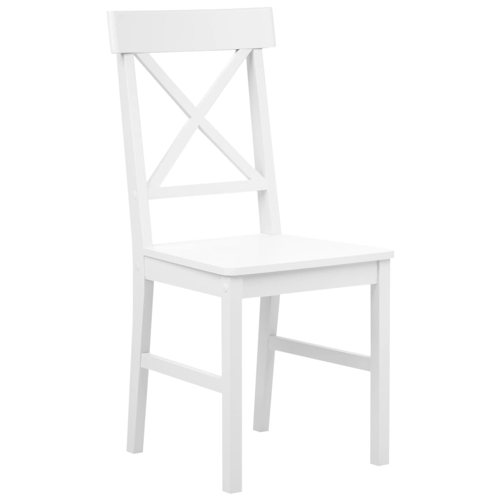 Set da pranzo tavolo e 4 sedie cottage rustico in legno di pioppo bianco con schienale a doghe in legno