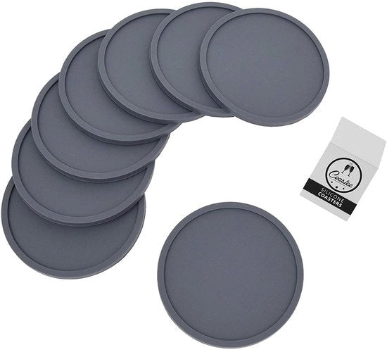 Sostegni in Silicone - 8 Pezzi, Grigio Scuro, Set di Sostegni in Vetro per Bar, Salotto, Cucina