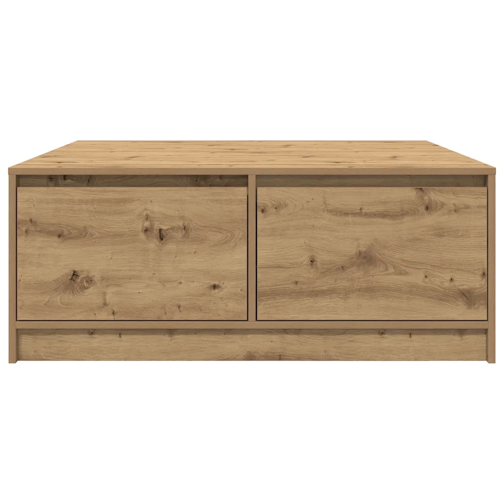 Tavolino Salotto con Cassetti Rovere Artigianale 100x100x40 cm