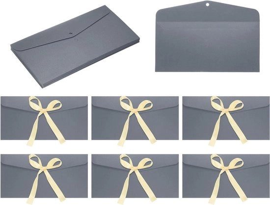 Set di Carte di Auguri in Carta Rigida per Matrimonio - Design Vintage - Grigio-Nero - 20,3 cm x 10,2 cm - 20 pezzi