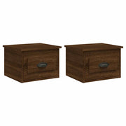 Set di 2 Comodini | Armadio da Notte | Mobiletto da notte a Parete Rovere Marrone 41,5x36x28 cm