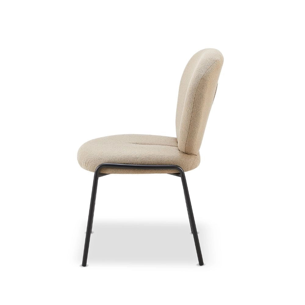 2X Sedia da pranzo Sirio tessuto teddy beige H94xL53xP39