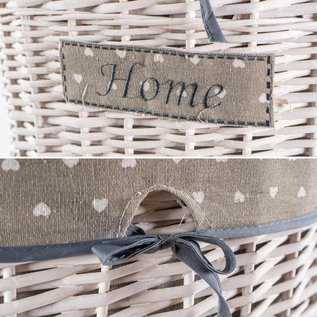 Set 3/5 Pezzi Ceste Portabiancheria in Vimini con Coperchio e Fodera Interna in Tessuto, Contenitori Multiuso per Bucato, Bagno, Lavanderia e Camera da Letto, Design Shabby Chic   3 Ceste QuincyTipo2