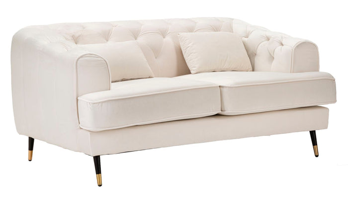 Divanetto 2 Posti Praga 146x71x86 cm in Poliestere Crema/Oro