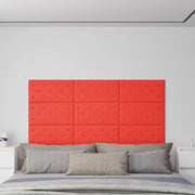 Testiera da Parete 12 pcs Rosso 60 x 30 cm Pelle Sintetica