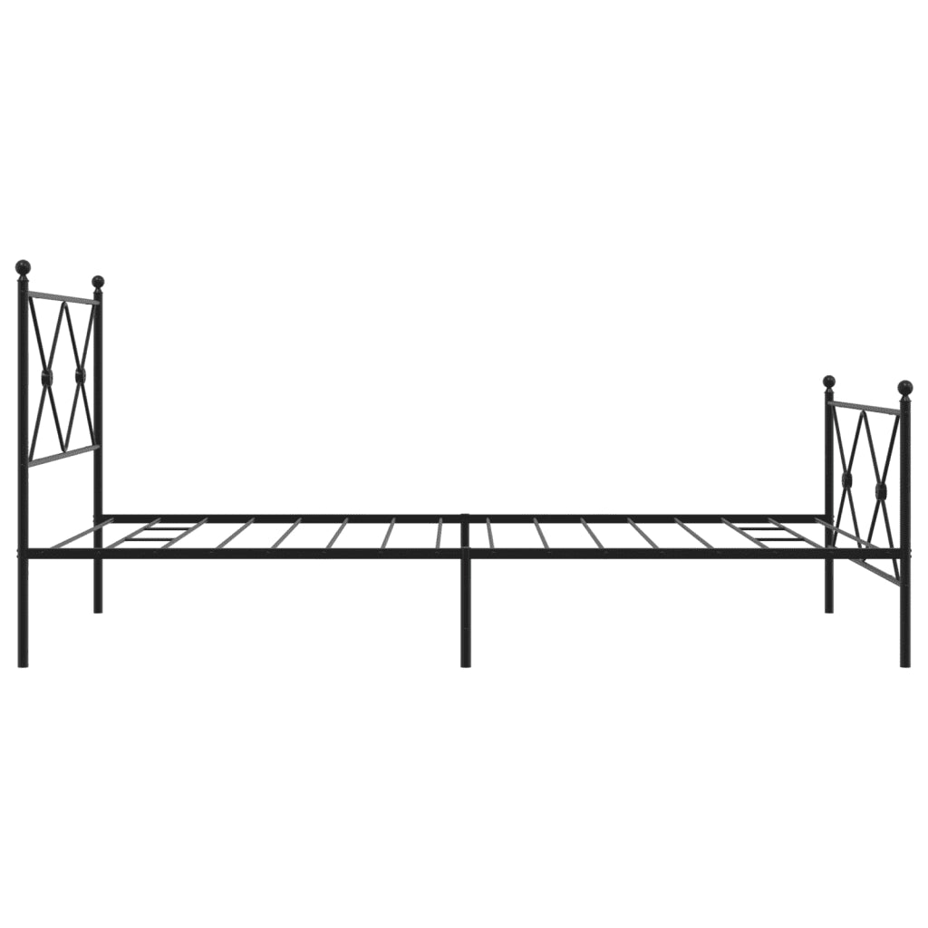 Giroletto con Testiera e Pediera Metallo Nero 107x203 cm