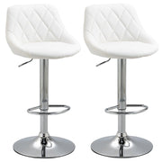 Set 2 Sgabelli da Bar 51,5x48x83-104 cm in Similpelle Bianchi