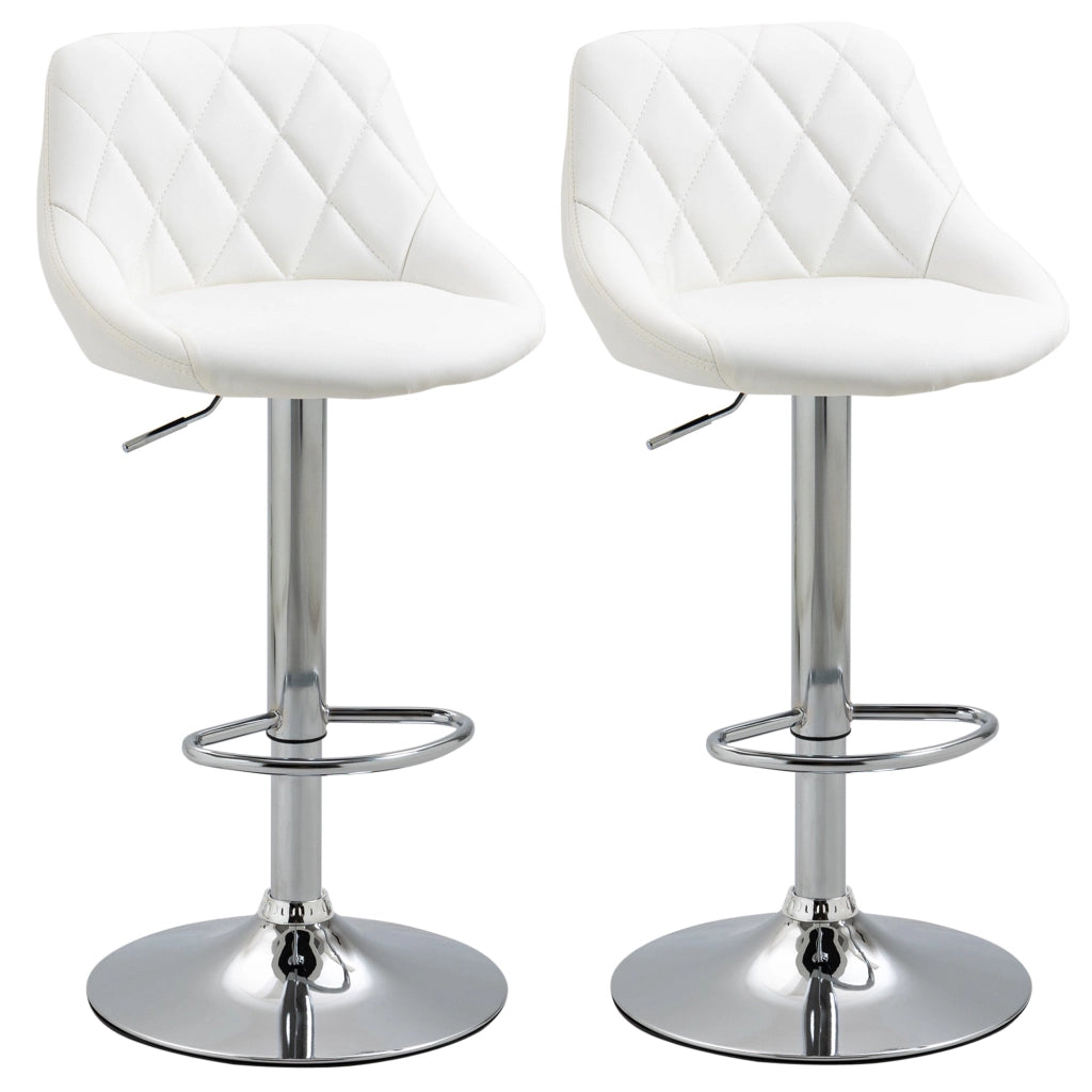 Set 2 Sgabelli da Bar 51,5x48x83-104 cm in Similpelle Bianchi