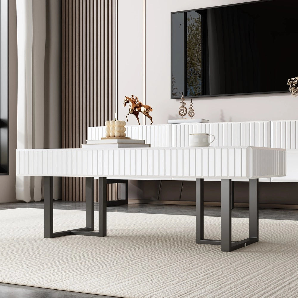 Tavolino da Caff¨¨ Moderno ¨C MINIMAL ¨C Nero e Bianco Lucido, 110x50.5x41 cm