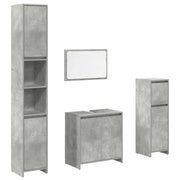 Set Mobili da Bagno | Armadio da bagno 4 pz Grigio Cemento in Legno Multistrato