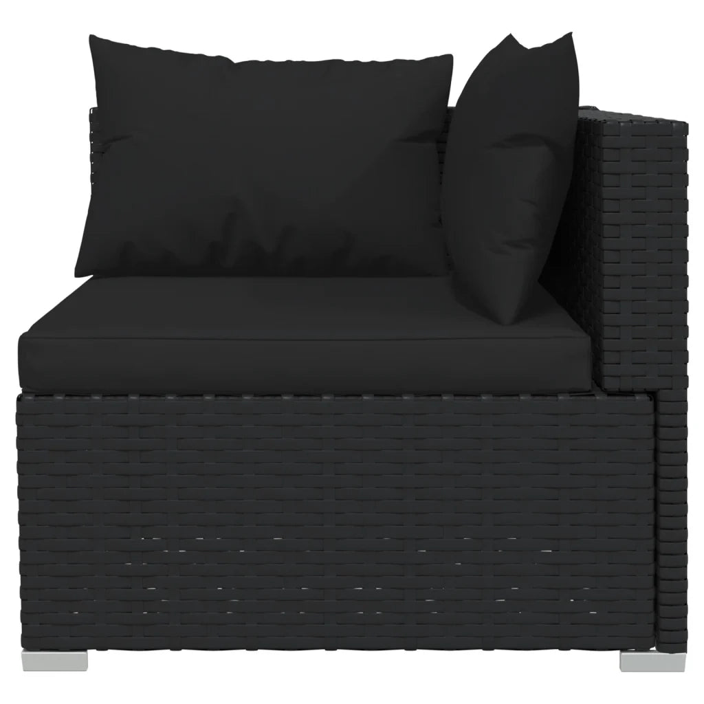 Set Divani da Giardino 6 pz con Cuscini in Polyrattan Nero cod mxl 40417