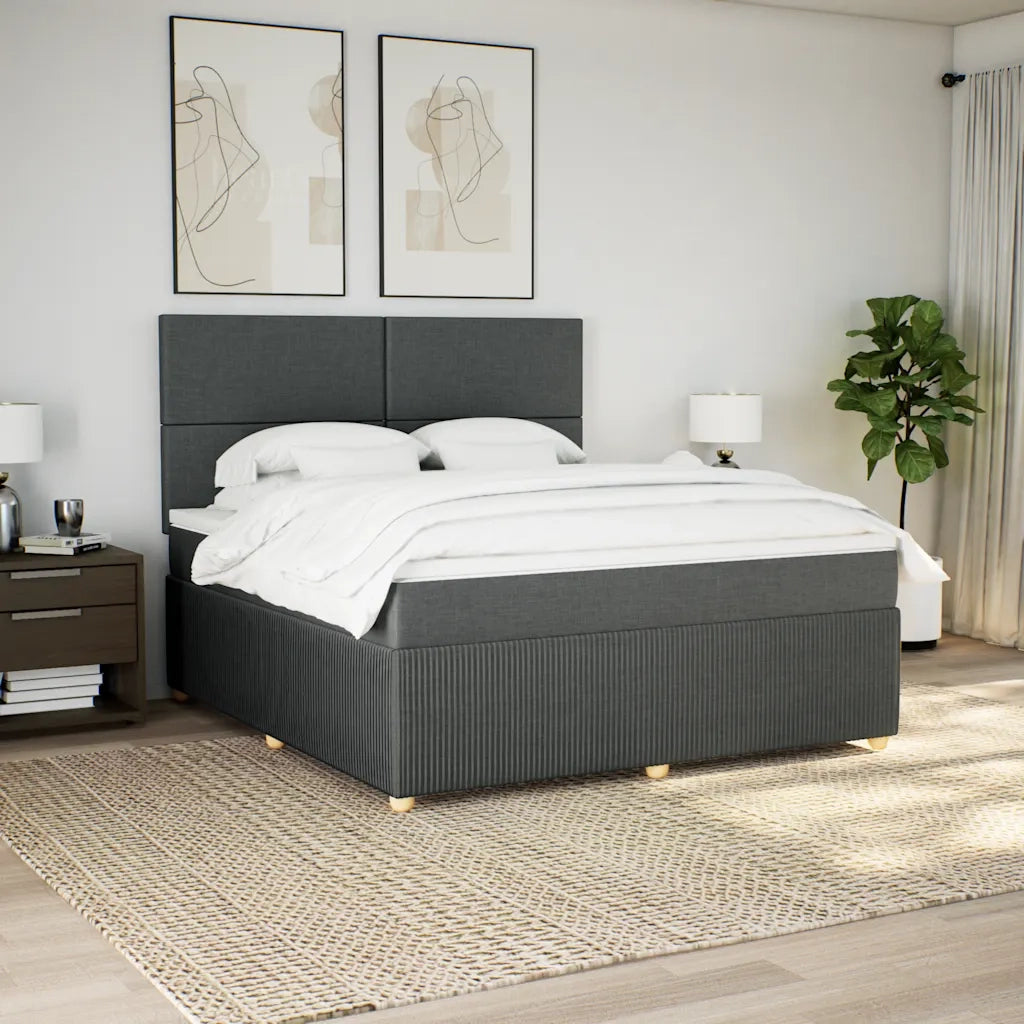 Giroletto a Molle con Materasso Grigio Scuro 180x200 cm Tessuto