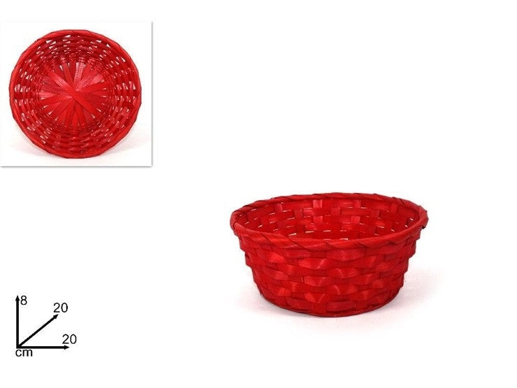 Cestino Pane da Tavola Rosso Intrecciato Tondo 20 cm