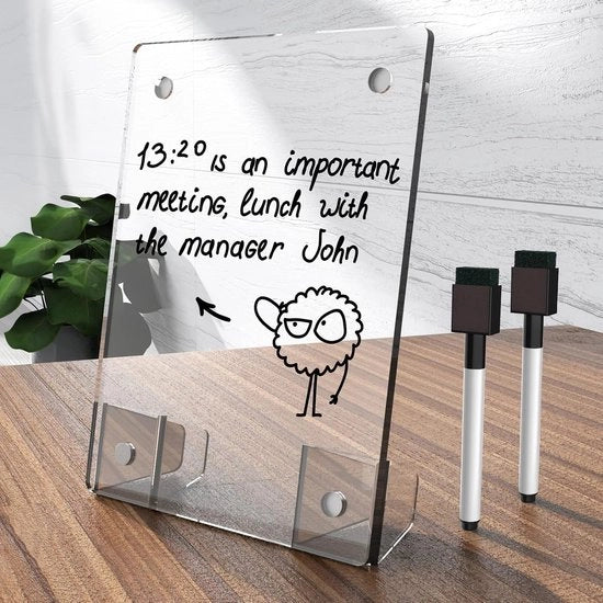 Pianificatore settimanale di cartoncino 20 x 10 cm senza cornice acrilico bianco lavabile con sostegno