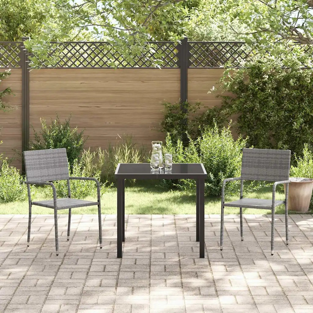 Set da Pranzo per Giardino con cuscino 3 pcs Grigio polyrattan