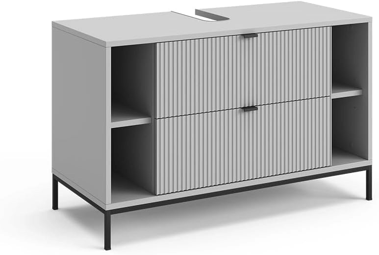 Mobile sottolavabo per bagno Eliza, Grigio, 100 x 63 cm Con 2 cassetti estraibili, per il montaggio sotto il lavandino e combinabile con la serie Eliza