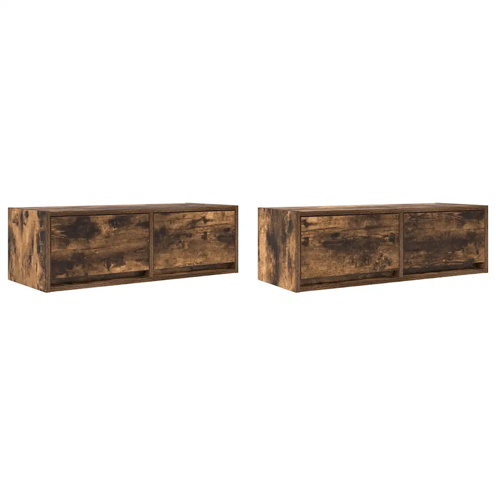 Mobili TV 2 pz Rovere Fumo 80x31x25,5 cm Legno Multistrato 861517