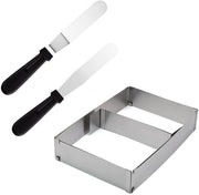 Stand per torta rettangolare, struttura estensibile, forma rettangolare per torte, acciaio inox, adatto per torte, mousses, tiramisù. Incluso pennello spray, 27,7*18*5cm.