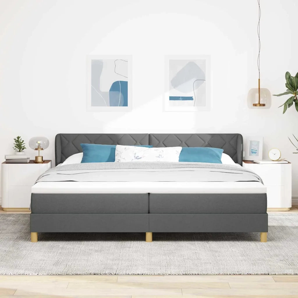 Letto a molle con materasso Grigio scuro 200 x 200 cm Tessuto 3340298