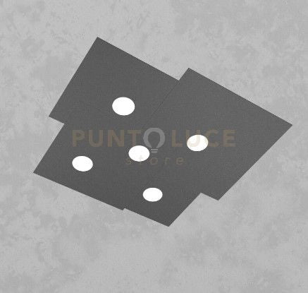 PLATE PLAFONIERA 5 LUCI GRIGIO ANTRACITE 1129-PL5-GA