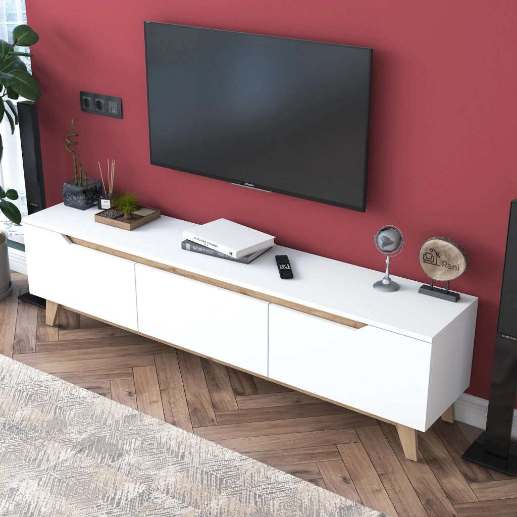 Porta TV in legno "Digi" - 180 x 35 x 48 cm - Beige