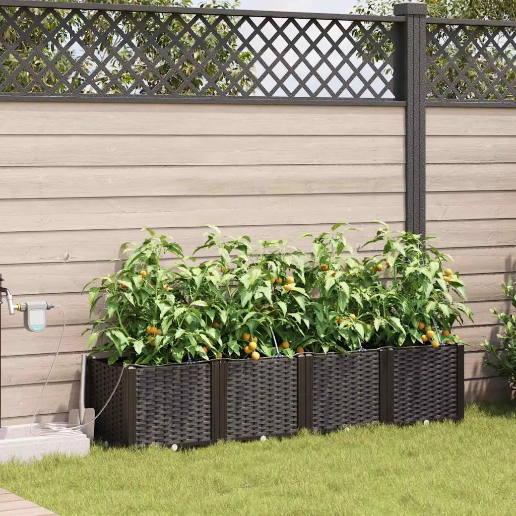 Vaso da giardino 4 pcs Marrone Plastica 42002824