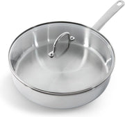 Pentola da Soffiato in Acciaio Inox da 28 cm con Coperchio - Resistente al Lavastoviglie, Adatto per Induzione e Forno fino a 230°C
