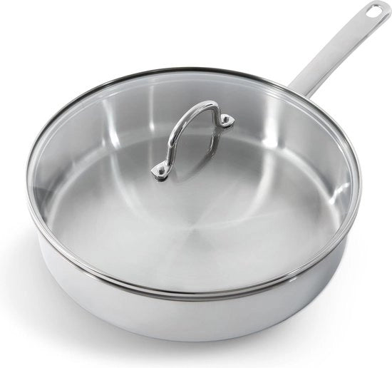 Pentola da Soffiato in Acciaio Inox da 28 cm con Coperchio - Resistente al Lavastoviglie, Adatto per Induzione e Forno fino a 230°C