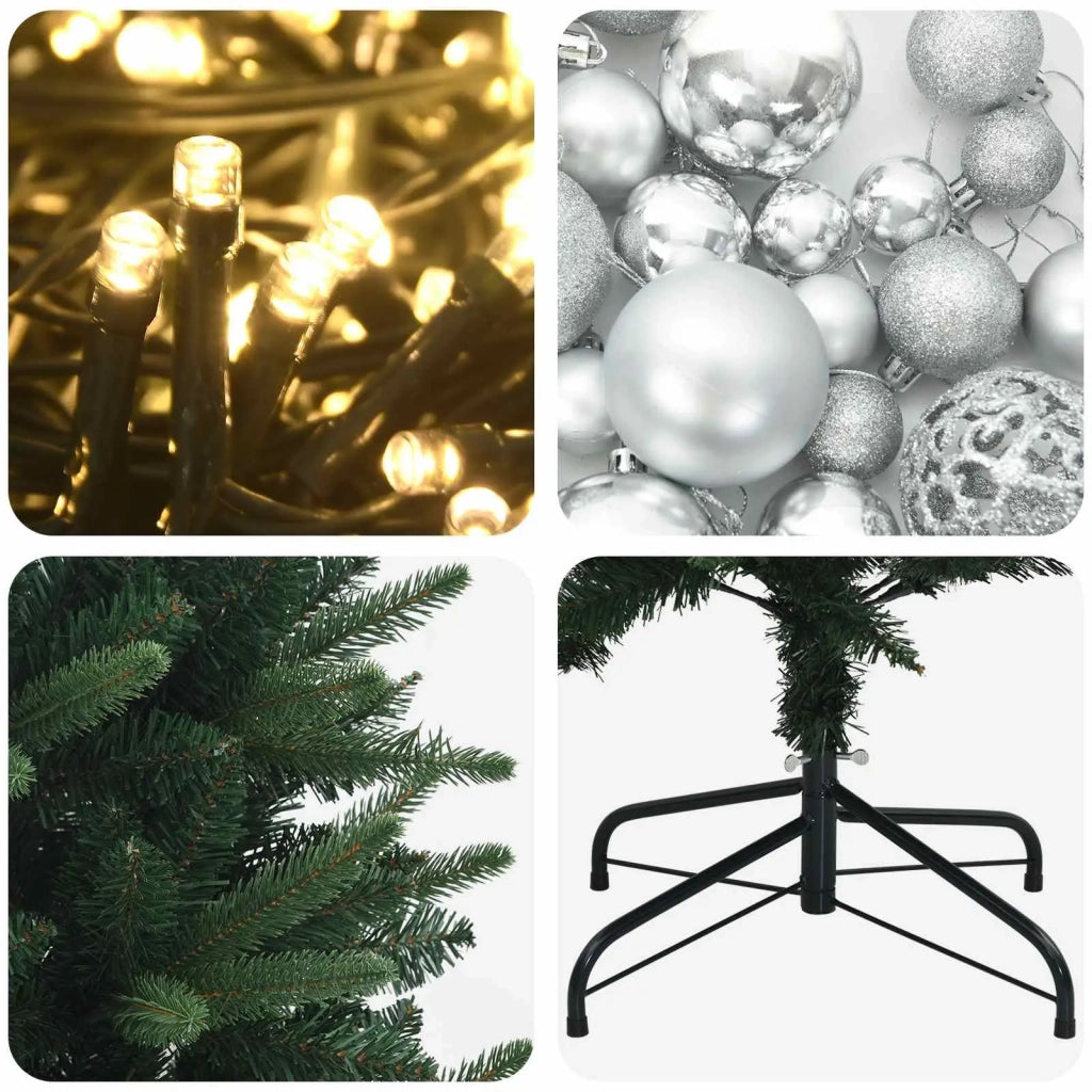 Albero di Natale Artificiale con Palline 150 cm 150 LED 3466020
