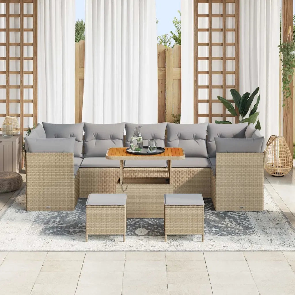Set Divano da Giardino con cuscino 10 pcs beige e grigio chiaro 3363422