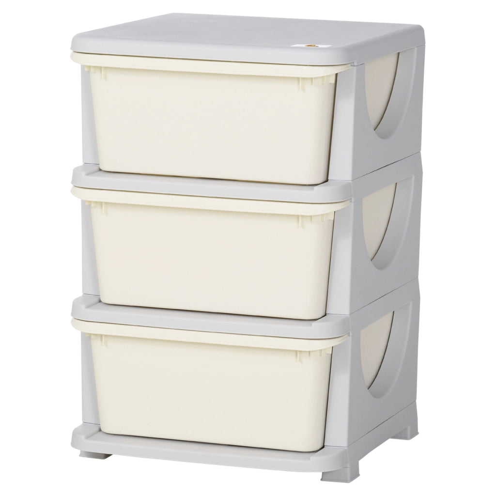 Cassettiera per bambini con 3 cassetti ¨C zephmum ¨C 37x37x56,5 cm beige