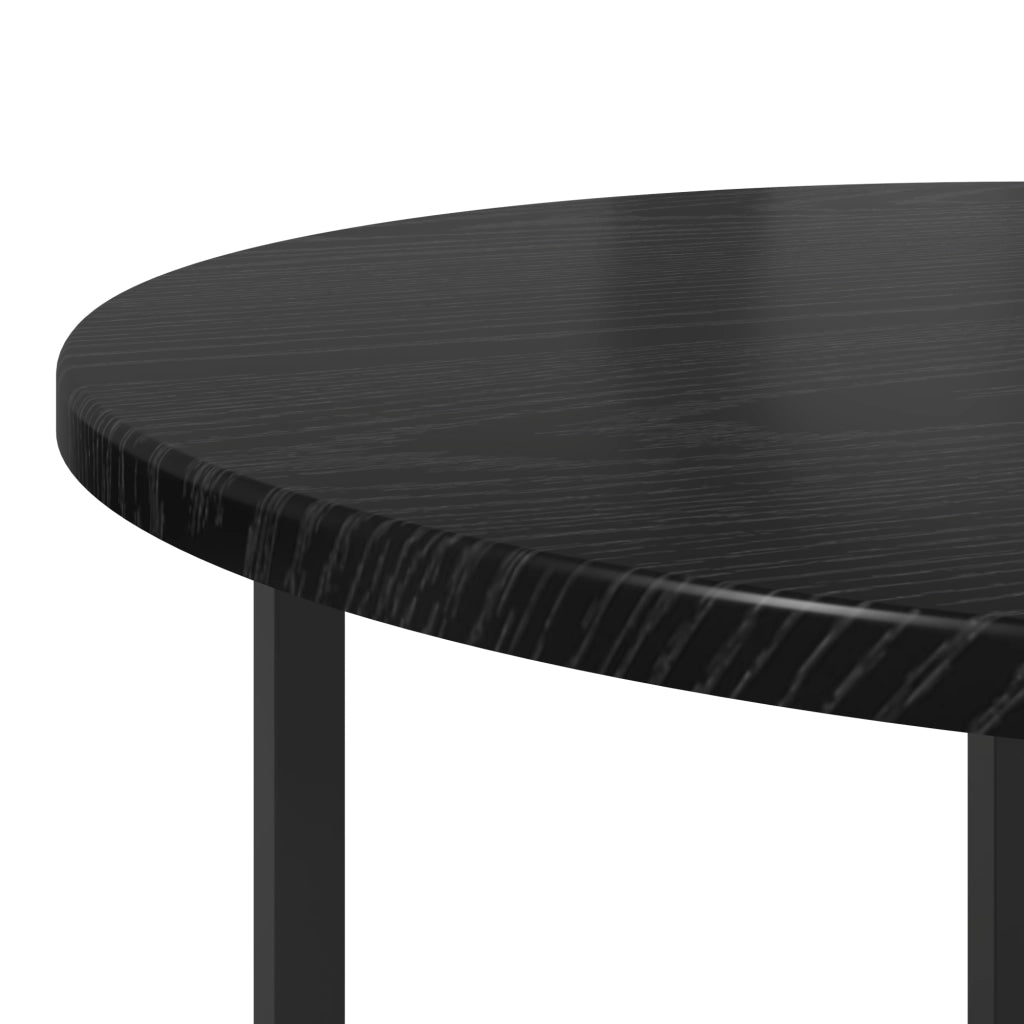 Set di 2 Tavolini in Legno di Quercia Nero e Metallo