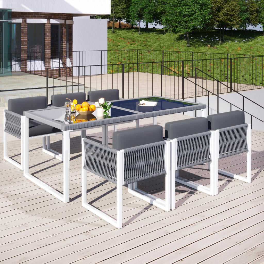 Set Pranzo da Giardino 6 Posti con Poltrone e Cuscini ¨C MINIMAL ¨C Polyrattan
