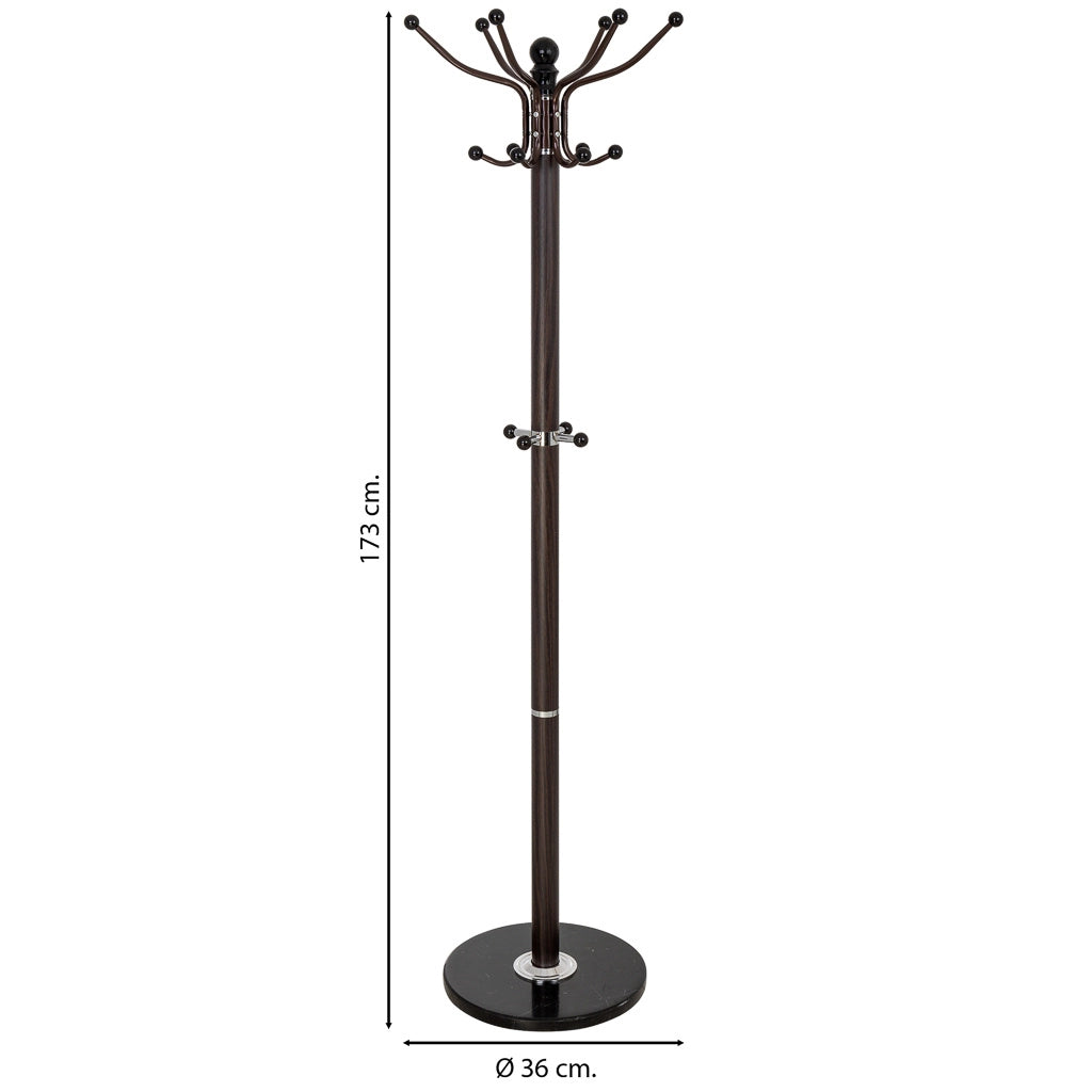 Perchero de metal marron con paraguero y 6 ganchos D36x173h cm