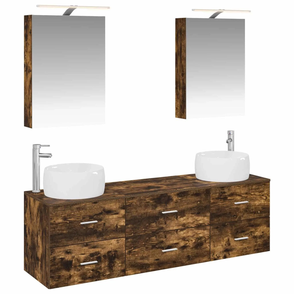 Set di mobili per il bagno 5 pcs Rovere Fumo 3406995